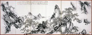 田能村直入「山水図」(右隻)1891年