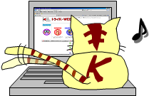 イラスト：猫がパソコンを覗く