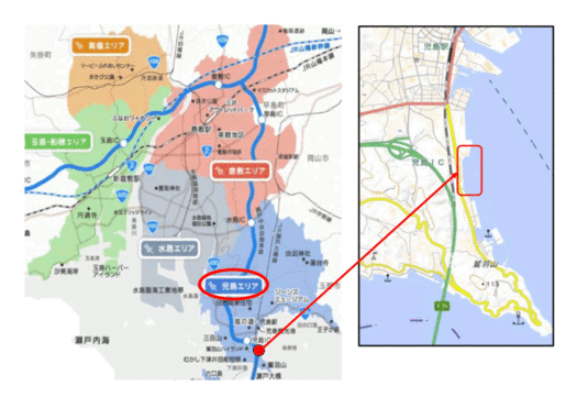 ボートレース児島駐車場の位置図