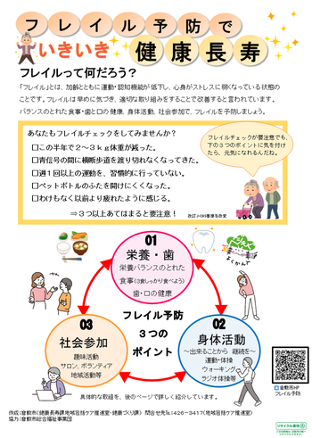 写真：「フレイル予防でいきいき健康長寿」チラシ1枚目
