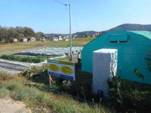 写真：体験型農園　ハウス・看板