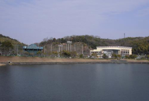 写真：高津池側から見た体育館