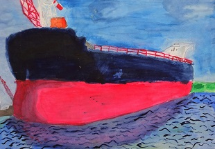 絵画：大きな船