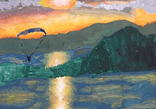 絵画：夕方の王子が岳