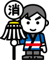 イラスト：イメージキャラクター　消太　まといを持っているポーズ