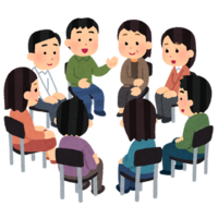 イラスト：グループで話し合いをしている集団