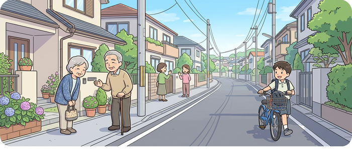 地域の声かけイラスト