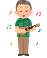 イラスト：楽器を演奏するおじさん