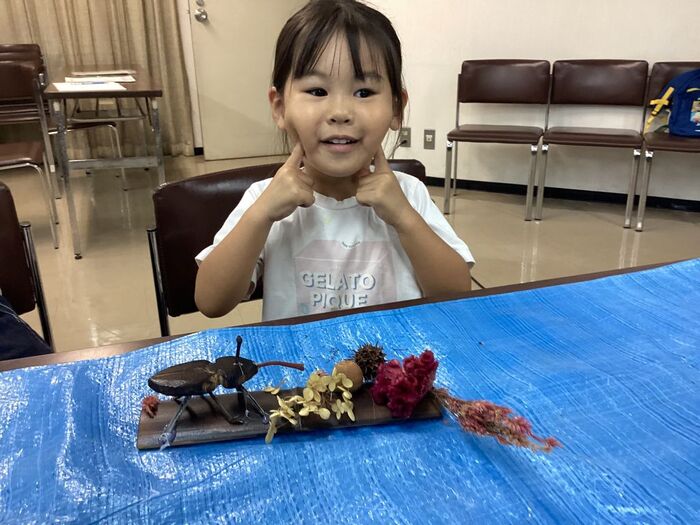 完成したカブトムシの作品