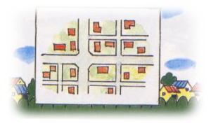 イラスト：町界・町名と地番の整理（公共施行）