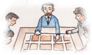 イラスト：換地計画の縦覧（組合施行）