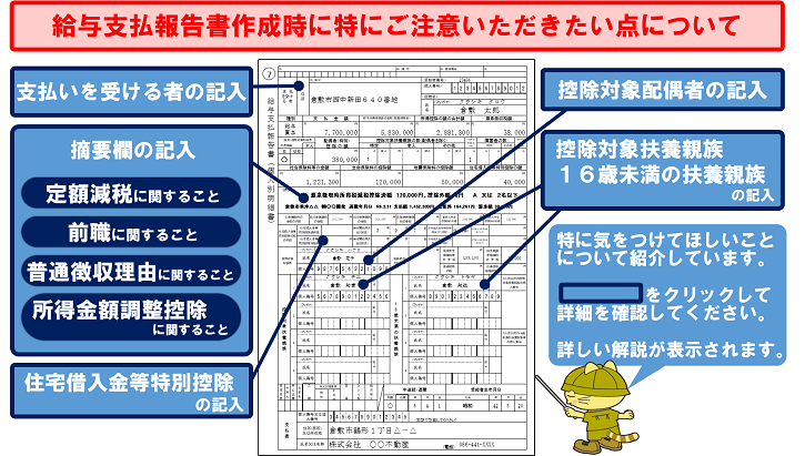 写真：給与支払報告書作成時の注意点
