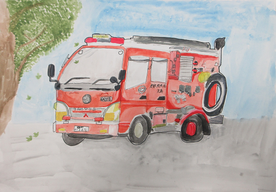 消防車の絵です。