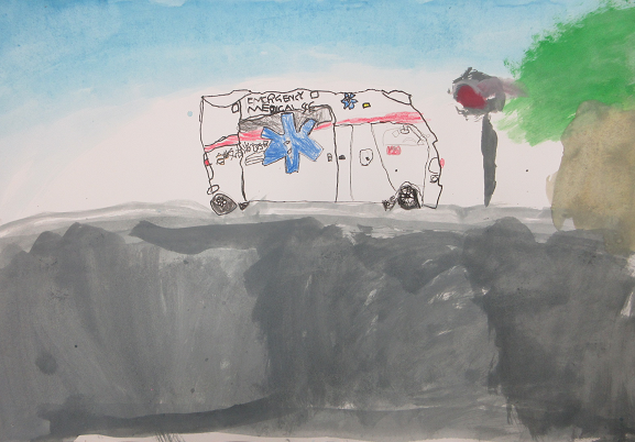 救急車の絵です。