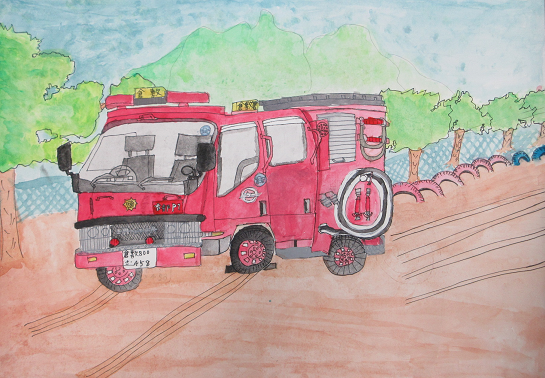 消防車の絵です。