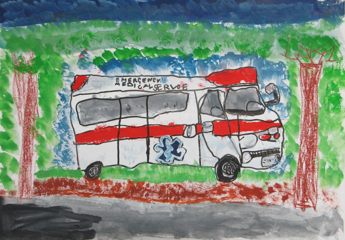 救急車の絵です。