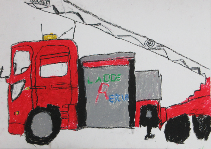 梯子車の絵です。