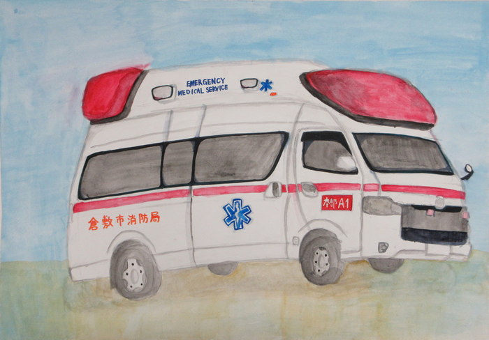 救急車の絵です。