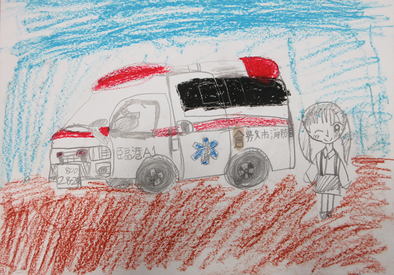 救急車の絵です。