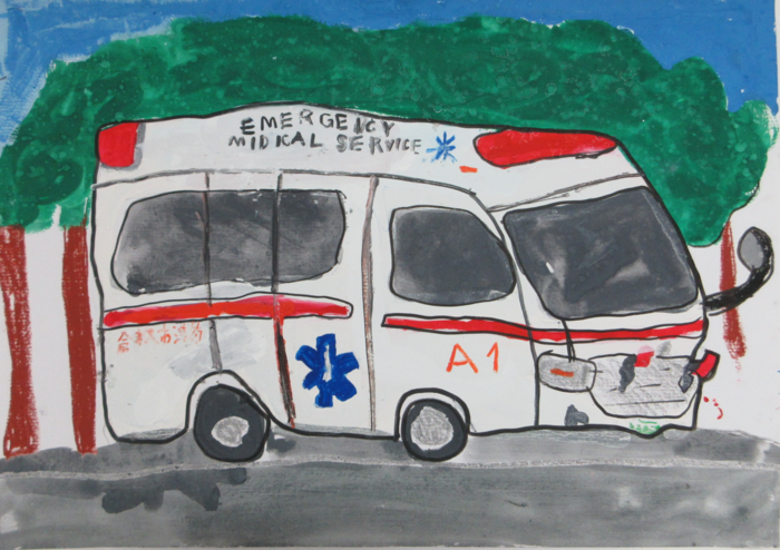 救急車の絵です。