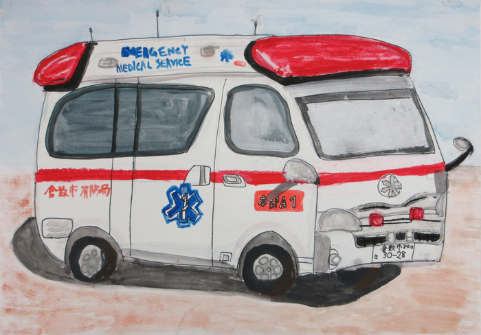 救急車の絵です。