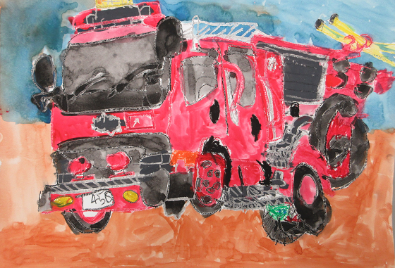 消防車の絵です。