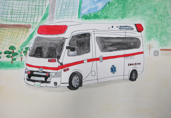 救急車の絵です。
