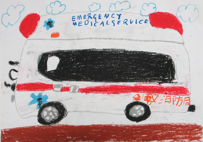 救急車の絵です。