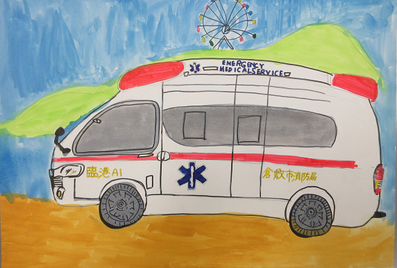 救急車の絵です。