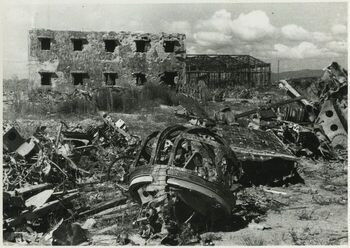三菱重工業水島航空機製作所の爆撃後の様子