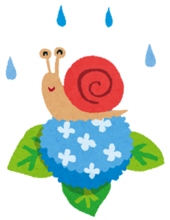 あじさいとカタツムリのイラスト