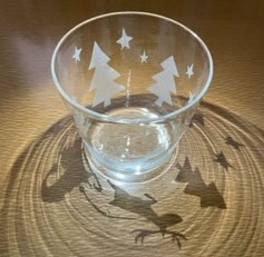 サンドブラストでクリスマスグラス