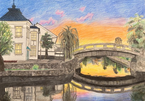 倉敷市美観地区の絵画 江戸時代の情緒ある街並み 倉敷美観地区 【気軽に風景画】 Kurashiki