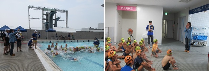 スターターをする伊東市長の写真と挨拶をする伊東市長の写真