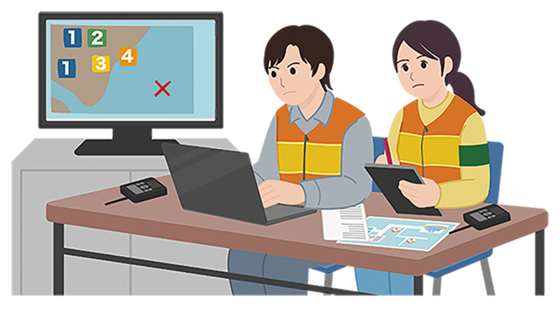災害業務に対応する応援職員のイラスト