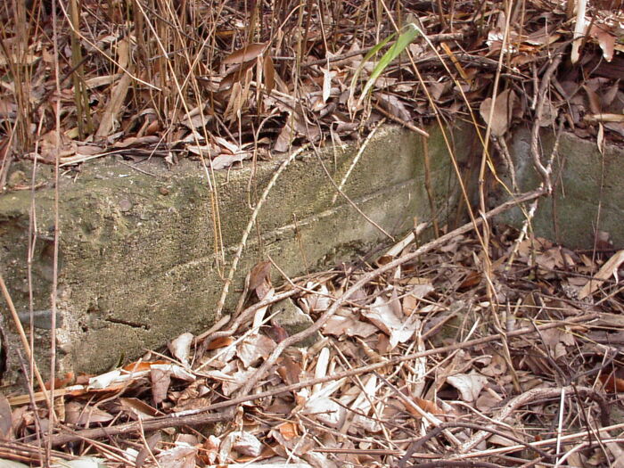 王島山山頂東側に残る兵舎跡の写真