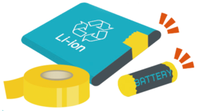 充電池の端子部分をビニールテープで絶縁したイラスト