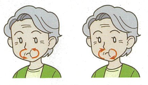 口の中で、舌をぐるっと回しているイラスト