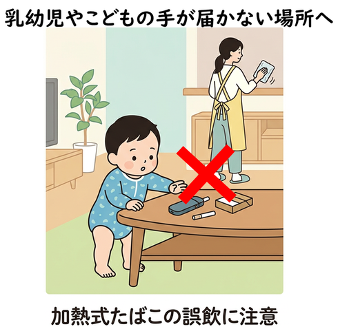 誤飲予防を呼び掛けるイラスト
