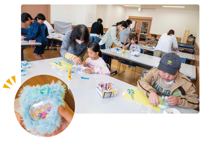 令和8年4月に倉敷児童館で開催された、母親クラブによる「春のお楽しみ手芸～ビーズでつくろう！しゃかしゃかビーズキーホルダー」