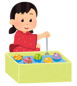 ヨーヨーつりのイラスト