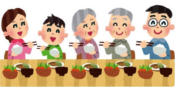 画像:共食(一緒に食事をしている様子)のイラスト
