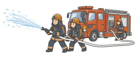 消火活動のイラスト