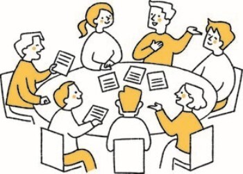 意見交換をしている人々のイラスト