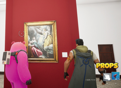 Fortniteのゲーム画面。再現された大原美術館内にプレイヤーが立っている。