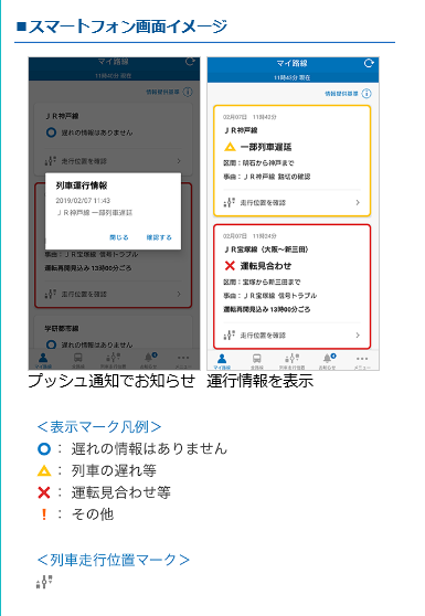 JR西日本運行情報アプリ説明画像１