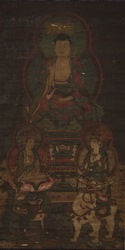 絹本著色釈迦三尊画像